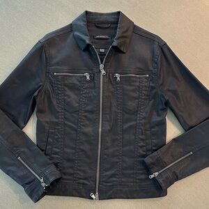 John Varvatos Black Wax Coated Denim Jacket